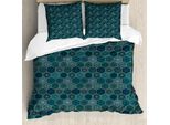Abakuhaus Set Copripiumino Astratto Per Letti Singoli, Motivo Floreale Patchwork, Antiacaro, Adatto A Chi Soffre Di Allergie, Con Federa, 200 Cm X 200 Cm - 80 X 80 Cm, Blu Cadetto Multicolore