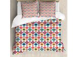 Abakuhaus Set Copripiumino Etnico Per Letti Singoli, Colorato Con Motivi Floreali, Antiacaro E Anallergico Con Federa, 155 Cm X 220 Cm - 80 X 80 Cm, Avorio Multicolore