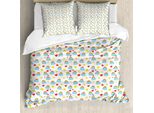 Abakuhaus Set Copripiumino Per Lettini Singoli, Nuvole Arcobaleno Sun Nursery, Antiacaro, Adatto A Chi Soffre Di Allergie, Con Federa, 200 Cm X 200 Cm - 80 X 80 Cm, Bianco Multicolore