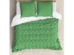 Abakuhaus Set Copripiumino Per Letto Singolo Con Motivo Broccoli, Disegni Vegetali Ripetitivi, Antiacaro E Anallergico, Con Federa, 200 Cm X 200 Cm - 80 X 80 Cm, Verde Felce E Bianco