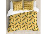 Abakuhaus Uccello Sul Filo Metallico Set Copripiumino Per Letti Singoli, Exotic Avian Stripes, Antiacaro, Adatto A Chi Soffre Di Allergie, Con Federa, 155 Cm X 220 Cm - 80 X 80 Cm, Arancione Chiaro Multicolore