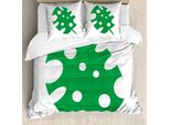 Abakuhaus Set Copripiumino Per Letto Singolo Philodendron, Motivo Foglie Tropicali, Antiacaro, Adatto A Chi Soffre Di Allergie, Con Federa, 155 Cm X 220 Cm - 80 X 80 Cm, Verde Bianco