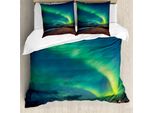 Abakuhaus Set Copripiumino Nottocean Per Letti Singoli, Aurora Boreale, Antiacaro, Adatto A Chi Soffre Di Allergie, Con Federa, 200 Cm X 200 Cm - 80 X 80 Cm, Shamrock Green Chocolate