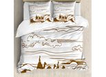Abakuhaus Set Copripiumino Per Letto Singolo, Cammelli Disegnati A Mano, Antiacaro, Adatto A Chi Soffre Di Allergie, Con Federa, 200 Cm X 200 Cm - 80 X 80 Cm, Bianco Umbra