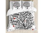 Abakuhaus Set Copripiumino Per Letto Singolo Con Motivo Genealogico, Doodling Calligrafico, Antiacaro E Anallergico Con Federa, 200 Cm X 200 Cm - 80 X 80 Cm, Grigio Antracite E Vermiglio