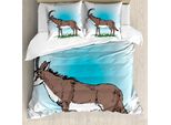 Abakuhaus Set Copripiumino Per Letto Singolo Antilope, Wild Animal Grass, Antiacaro, Adatto A Chi Soffre Di Allergie, Con Federa, 155 Cm X 220 Cm - 80 X 80 Cm, Multicolore