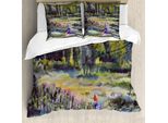 Set Copripiumino Artistico Abakuhaus Per Letti Singoli, Dipinto Paesaggistico Naturale, Antiacaro, Adatto A Chi Soffre Di Allergie, Con Federa, 155 Cm X 220 Cm - 80 X 80 Cm, Multicolore