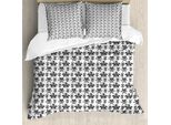 Abakuhaus Set Copripiumino Etnico Per Letti Singoli, Motivi Monocromatici Folk Feels, Antiacaro, Adatto A Chi Soffre Di Allergie, Con Federa, 200 Cm X 200 Cm - 80 X 80 Cm, Grigio Antracite E Bianco
