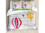 Set Copripiumino Abakuhaus Per Letti Singoli, Scena Con Mongolfiere, Antiacaro E Anallergico, Con Federa, 200 Cm X 200 Cm - 80 X 80 Cm, Multicolore