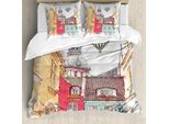 Set Copripiumino Abakuhaus Per Letti Singoli, Architettura Di Riga, Antiacaro, Adatto A Chi Soffre Di Allergie, Con Federa, 155 Cm X 220 Cm - 80 X 80 Cm, Multicolore