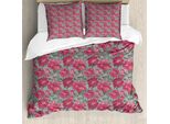 Abakuhaus Set Copripiumino Per Letti Singoli, Fiori Di Peonia In Boccio, Antiacaro, Adatto A Chi Soffre Di Allergie, Con Federa, 200 Cm X 200 Cm - 80 X 80 Cm, Rose Essiccate Verde Reseda