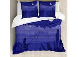 Abakuhaus Set Copripiumino Nottocean Per Letti Singoli, Fischer Moon River, Antiacaro, Adatto A Chi Soffre Di Allergie, Con Federa, 200 Cm X 200 Cm - 80 X 80 Cm, Ceil Blu Lavanda Scuro