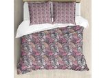 Abakuhaus Set Copripiumino Philodendron Per Letti Singoli, Foglie Tropicali Color Pastello, Antiacaro, Adatto A Chi Soffre Di Allergie, Con Federa, 200 Cm X 200 Cm - 80 X 80 Cm, Rosa Pastello E Azzurro Pallido