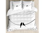 Abakuhaus Uccello Sul Filo Metallico Set Copripiumino Per Letti Singoli, Tema Simple Love, Antiacaro, Adatto A Chi Soffre Di Allergie, Con Federa, 155 Cm X 220 Cm - 80 X 80 Cm, Grigio Antracite E Bianco