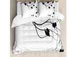 Abakuhaus Set Copripiumino Per Letti Singoli, Monotone Summary Leaves Kunst, Antiacaro, Adatto A Chi Soffre Di Allergie, Con Federa, 155 Cm X 220 Cm - 80 X 80 Cm, Grigio Antracite Bianco