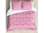 Abakuhaus Set Copripiumino Per Letto Singolo, Cuori E Cupido, Antiacaro, Adatto A Chi Soffre Di Allergie, Con Federa, 200 Cm X 200 Cm - 80 X 80 Cm, Rosa Burnt Sienna