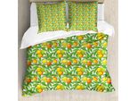 Abakuhaus Set Copripiumino Per Letti Singoli, Rami Di Mango Maturo, Antiacaro, Adatto A Chi Soffre Di Allergie, Con Federa, 200 Cm X 200 Cm - 80 X 80 Cm, Verde Vermiglio