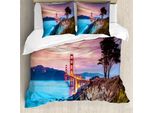 Abakuhaus Set Copripiumino Nottocean Per Letti Singoli, Golden Gate Bridge Baum, Antiacaro, Adatto A Chi Soffre Di Allergie, Con Federa, 155 Cm X 220 Cm - 80 X 80 Cm, Multicolore