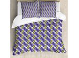 Abakuhaus Set Copripiumino Per Letto Singolo, Motivo Botanico Ibisco E Foglie, Antiacaro, Adatto A Chi Soffre Di Allergie, Con Federa, 200 Cm X 200 Cm - 80 X 80 Cm, Viola, Bianco, Verde Oliva