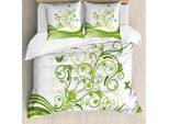 Abakuhaus Set Copripiumino Per Letti Singoli, Foglie Colorate, Antiacaro, Adatto A Chi Soffre Di Allergie, Con Federa, 200 Cm X 200 Cm - 80 X 80 Cm, Verde Lime Verde Mela