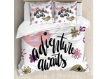 Abakuhaus Set Copripiumino Per Letto Singolo, Motivo Floreale Con Uccellini, Antiacaro, Adatto A Chi Soffre Di Allergie, Con Federa, 155 Cm X 220 Cm - 80 X 80 Cm, Multicolore