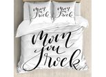 Abakuhausie Schaukeln Set Copripiumino Per Letti Singoli, Mother Love Phrase Kunst, Antiacaro, Adatto A Chi Soffre Di Allergie, Con Federa, 200 Cm X 200 Cm - 80 X 80 Cm, Grigio Antracite Bianco