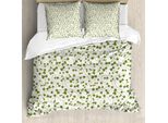 Abakuhaus Set Copripiumino Per Letti Singoli, Motivo Colorato Con Foglie Di Vite, Antiacaro E Anallergico, Con Federa, 200 Cm X 200 Cm - 80 X 80 Cm, Verde Oliva E Taupe Caldo