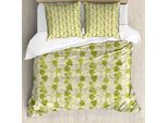 Abakuhaus Set Copripiumino Per Letti Singoli, Motivo Astratto Con Foglie Di Vite, Antiacaro E Anallergico, Con Federa, 200 Cm X 200 Cm - 80 X 80 Cm, Verde Oliva Senape