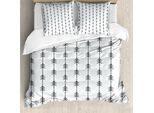 Abakuhaus Set Copripiumino Per Letti Singoli, Strisce Retrò Ispirate Allo Stile Azteco, Antiacaro E Anallergico, Con Federa, 155 Cm X 220 Cm - 80 X 80 Cm, Grigio Antracite E Bianco