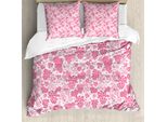 Set Copripiumino Abakuhaus Per Letti Singoli, Motivo Astratto Monocromatico A Grappoli D'uva, Antiacaro E Anallergico, Con Federa, 200 Cm X 200 Cm - 80 X 80 Cm, Rosa Pastello E Bianco
