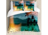 Abakuhaus Set Copripiumino Nottocean Per Letti Singoli, Motivo Mare E Palme, Antiacaro, Adatto A Chi Soffre Di Allergie, Con Federa, 155 Cm X 220 Cm - 80 X 80 Cm, Multicolore