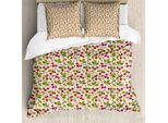 Abakuhaus Set Copripiumino Per Letto Singolo, Motivo Botanico Lamponi, Antiacaro, Adatto A Chi Soffre Di Allergie, Con Federa, 155 Cm X 220 Cm - 80 X 80 Cm, Rosa Kitz