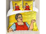 Abakuhaus Set Copripiumino Per Letto Singolo, Effetto Oma E Sunburst, Antiacaro, Adatto A Chi Soffre Di Allergie, Con Federa, 155 Cm X 220 Cm - 80 X 80 Cm, Senape Terra Giallo