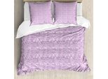 Abakuhaus Set Copripiumino Pasquale Per Letti Singoli, Coniglietti, Uova, Foglie Primaverili, Antiacaro, Adatto A Chi Soffre Di Allergie, Con Federa, 200 Cm X 200 Cm - 80 X 80 Cm, Viola E Bianco