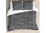 Abakuhaus Set Copripiumino Per Letto Singolo, Disegno Calligrafico Maculato, Antiacaro E Anallergico Con Federa, 155 Cm X 220 Cm - 80 X 80 Cm, Grigio Chiaro E Multicolore