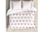 Abakuhaus Set Copripiumino Per Letto Singolo, Frutta Estiva E Pois, Antiacaro, Adatto A Chi Soffre Di Allergie, Con Federa, 155 Cm X 220 Cm - 80 X 80 Cm, Bianco Corallo