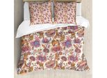 Abakuhaus Set Copripiumino Jacobean Per Letti Singoli, Delicata Fantasia Floreale Primaverile, Antiacaro E Anallergico, Con Federa, 155 Cm X 220 Cm - 80 X 80 Cm, Color Guscio D'uovo E Multicolore