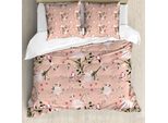 Abakuhaus Set Copripiumino Per Letto Singolo, Blooming Oriental Garden, Antiacaro, Adatto A Chi Soffre Di Allergie, Con Federa, 155 Cm X 220 Cm - 80 X 80 Cm, Pale Salmon Multicolor