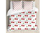 Abakuhaus Set Copripiumino Per Letto Singolo, Motivo Ripetuto "Frutti Estivi"", Antiacaro, Adatto A Chi Soffre Di Allergie, Con Federa, 200 Cm X 200 Cm - 80 X 80 Cm, Verde Vermiglio"