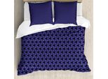 Abakuhaus Set Copripiumino Geometrico Per Letti Singoli, Forme Poligonali, Antiacaro, Adatto A Chi Soffre Di Allergie, Con Federa, 155 Cm X 220 Cm - 80 X 80 Cm, Viola Antracite