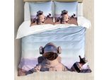 Abakuhaus Set Copripiumino Da Viaggio Per Letti Singoli, Astronaut Die Daumen, Antiacaro, Adatto A Chi Soffre Di Allergie, Con Federa, 200 Cm X 200 Cm - 80 X 80 Cm, Multicolore