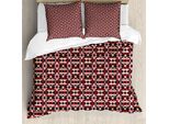 Abakuhaus Set Copripiumino Geometrico Per Letti Singoli, Boho Triangles, Antiacaro, Adatto A Chi Soffre Di Allergie, Con Federa, 200 Cm X 200 Cm - 80 X 80 Cm, Marrone Scuro Vermiglio