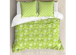 Abakuhaus Set Copripiumino Per Letti Singoli, Motivo Botanico A Pois, Antiacaro, Adatto A Chi Soffre Di Allergie, Con Federa, 155 Cm X 220 Cm - 80 X 80 Cm, Verde Mela E Bianco