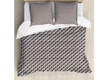 Abakuhaus Set Copripiumino Astratto Per Letti Singoli, Esagoni Floreali Monocromatici, Antiacaro E Anallergico Con Federa, 200 Cm X 200 Cm - 80 X 80 Cm, Marrone Sigillo E Bianco