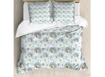 Abakuhaus Set Copripiumino Per Letto Singolo LöWenzahn, Motivo Botanico Astratto, Antiacaro, Adatto A Chi Soffre Di Allergie, Con Federa, 155 Cm X 220 Cm - 80 X 80 Cm, Turchese Ceil Blau