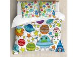 Set Copripiumino Abakuhaus Per Letti Singoli, Vivid Childish Space, Antiacaro, Adatto A Chi Soffre Di Allergie, Con Federa, 200 Cm X 200 Cm - 80 X 80 Cm, Multicolore