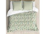 Abakuhaus Set Copripiumino Per Letti Singoli LöWenzahn, Motivo Botanico, Antiacaro, Adatto A Chi Soffre Di Allergie, Con Federa, 155 Cm X 220 Cm - 80 X 80 Cm, Champagne E Multicolore