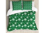 Abakuhaus Set Copripiumino Per Letti Singoli, Motivo Botanico Seeds, Antiacaro, Adatto A Chi Soffre Di Allergie, Con Federa, 155 Cm X 220 Cm - 80 X 80 Cm, Verde Bosco