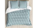 Abakuhaus Set Copripiumino Dai Colori Tenui Per Letti Singoli, Strisce A Scaletta, Antiacaro, Adatto A Chi Soffre Di Allergie, Con Federa, 200 Cm X 200 Cm - 80 X 80 Cm, Blu Cadetto E Bianco