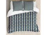 Abakuhaus Set Copripiumino Astratto Per Letti Singoli, Classica Forma A Tre Angoli, Antiacaro, Adatto A Chi Soffre Di Allergie, Con Federa, 200 Cm X 200 Cm - 80 X 80 Cm, Pale Sepia Dark Sky Blue
